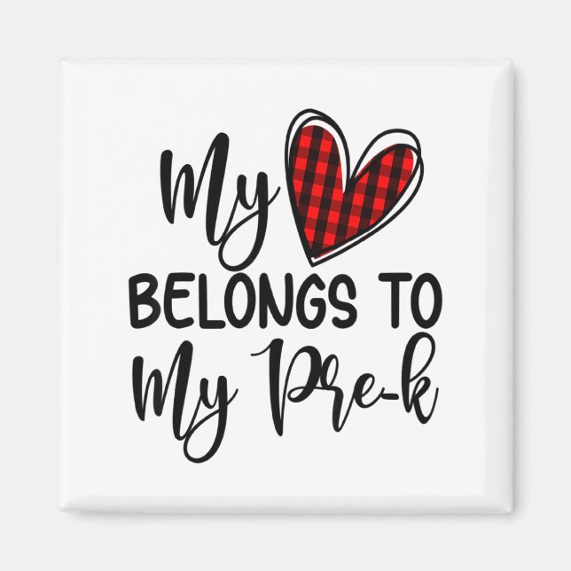 Imã Cute Buffalo Plaid Heart Valentines Day For Pre K  (Frente)