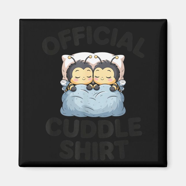 Imã Cute Bumble Bee Couple Cuddle  (Frente)