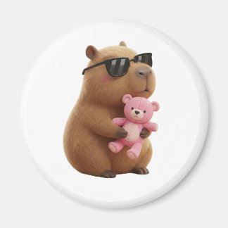 Imã Cute Capybara Hugging Teddy Bear Magnet
