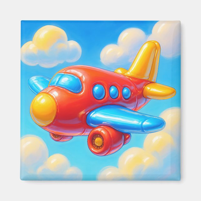 Imã Cute Cartoon Airplane (Frente)