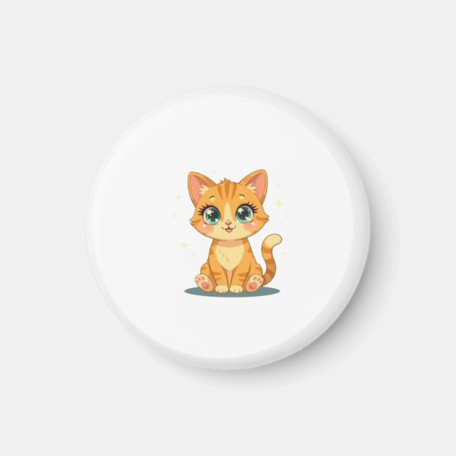 Imã **Cute Cartoon Cat – Adorable Kitty Illustration** (Frente)