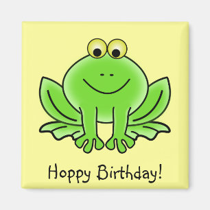 Imã Cute Cartoon Frog Hoppy Birthday Funny Greeting