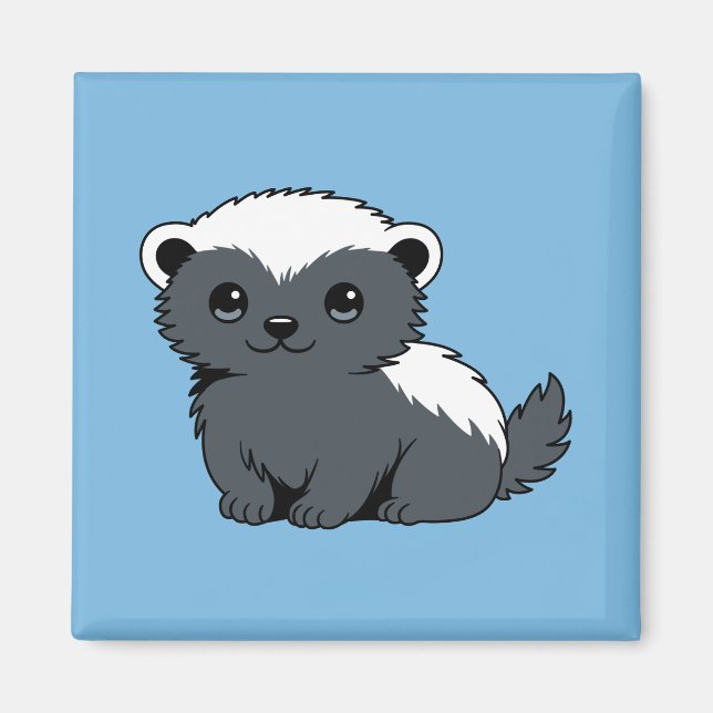 Imã Cute Cartoon Honey Badger on Blue (Frente)