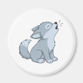 Imã Cute Cartoon Howling Wolf Pup