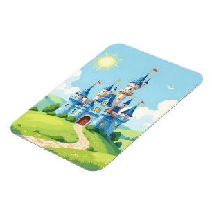 Ímã Cute castelo azul e branco