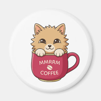 Imã Cute Cat in Coffee Mug Custom Text