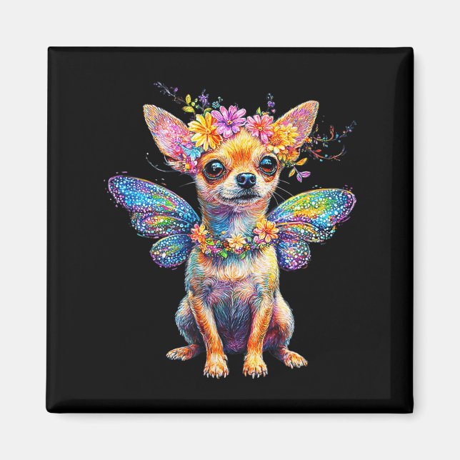 Imã Cute Chihuahua Dog Angel With Wings  (Frente)