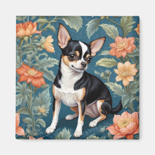 Imã Cute Chihuahua William Morris Inspirou Floral