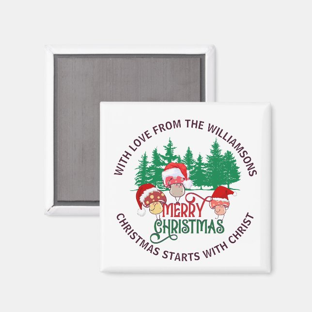 Imã Cute Christian MERRY CHRISTMAS Mushroom (Front/Back)