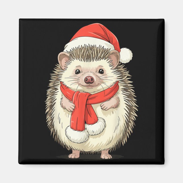 Imã Cute Christmas Hedgehog Santa  (Frente)