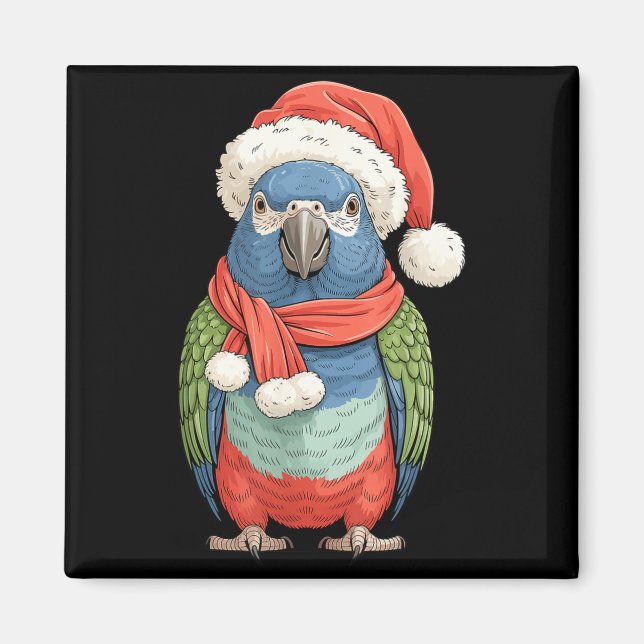 Imã Cute Christmas Onus Parrot Santa Bird Lovers  (Frente)