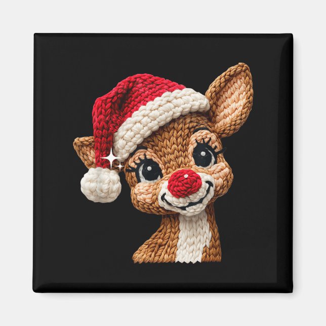 Imã Cute Christmas Reindeer Crocheting Funny Gift Men, (Frente)