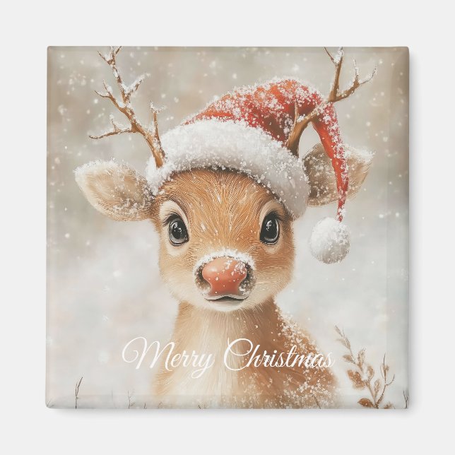 Imã Cute Christmas Reindeer Magnet (Frente)