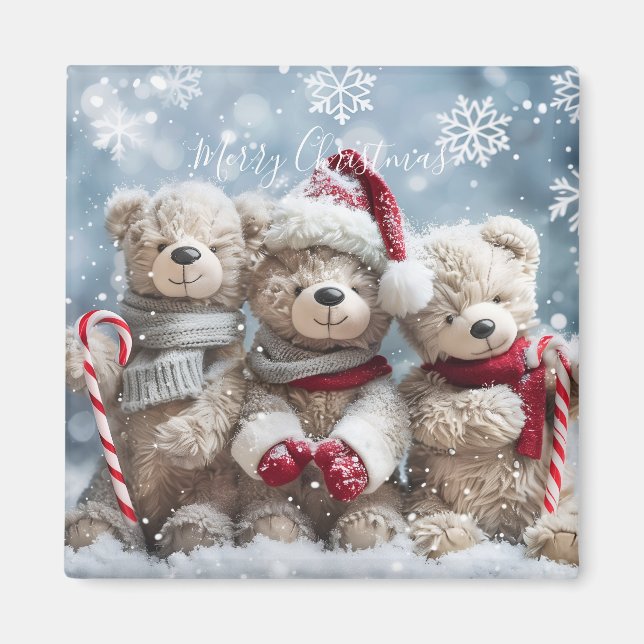 Imã Cute Christmas Teddy Bear Magnet (Frente)