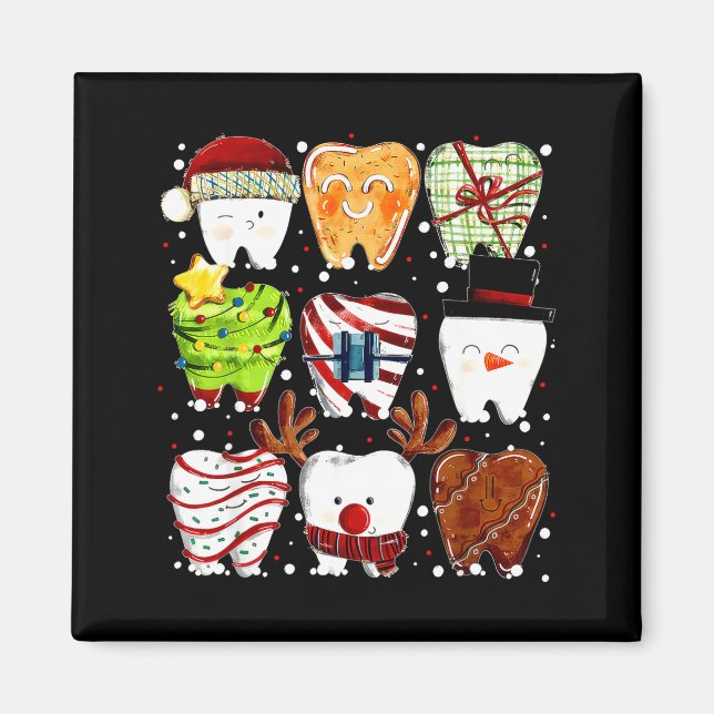Imã Cute Christmas Teeth Funny Christmas Dentist Denta (Frente)