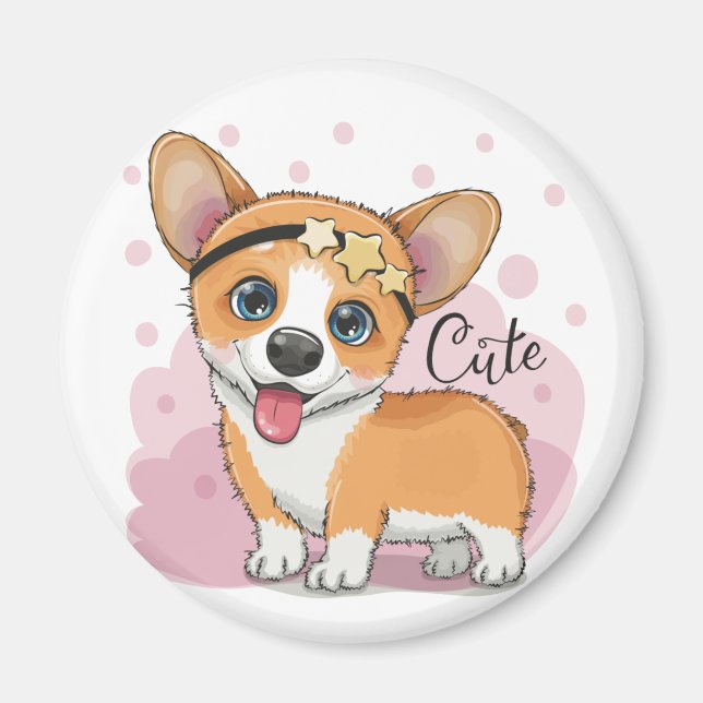 Imã Cute Corgi (Frente)