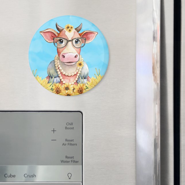 Imã Cute Cow Sunflowers (In Situ (Fridge))