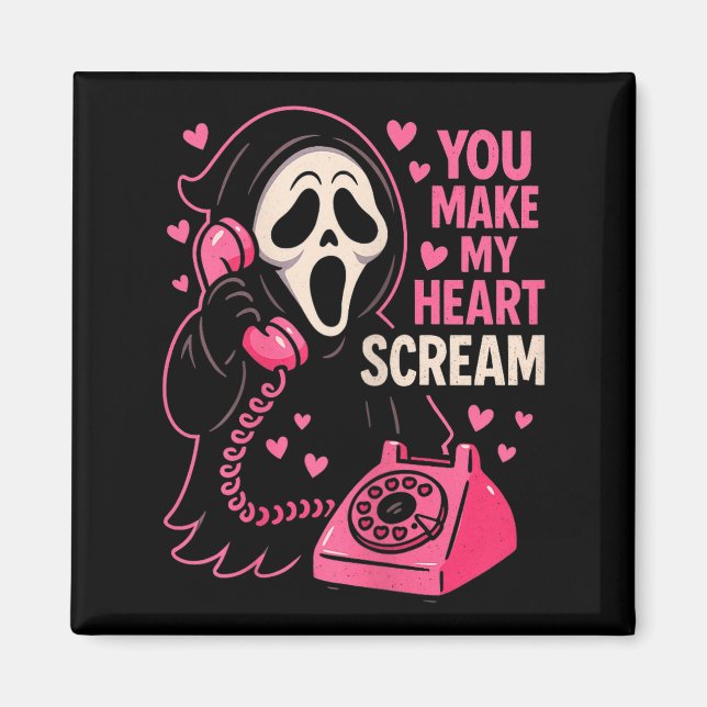 Imã Cute Creepy Horror Make My Heart Scream Valentine’ (Frente)