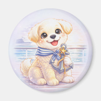 Imã Cute Cruise Puppy Anchor Round Magnet