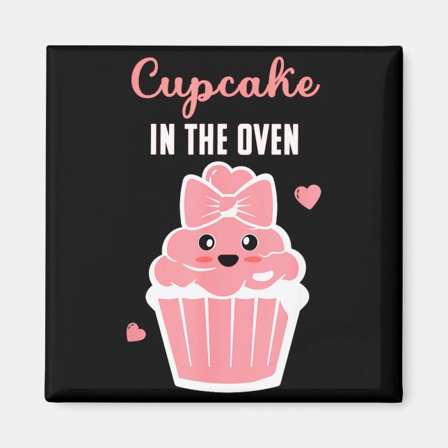 Imã Cute Cupcake In The Oven Gender Reveal Baby Girl  (Frente)