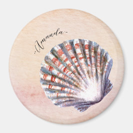 Imã Cute custom watercolor painting seashell Pink