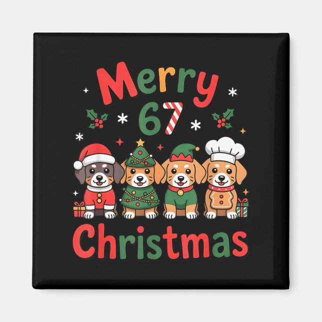 Imã Cute Dachshund Christmas Design Funny Holiday Dog  (Frente)