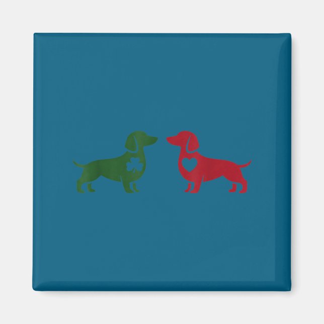 Imã Cute Dachshund Valentines Patrick's Day Lover Dog  (Frente)