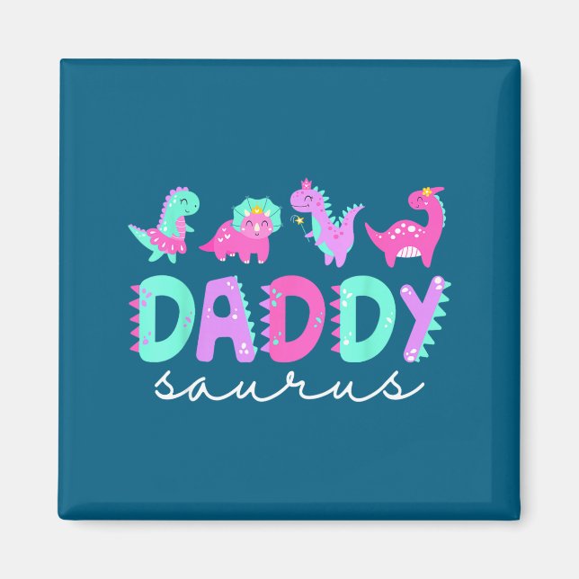Imã Cute Daddy Saurus Dad Dinosaur Birthday Boy Girl F (Frente)