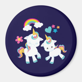 Imã Cute Dancing Unicorns Magical Rainbow & Stars