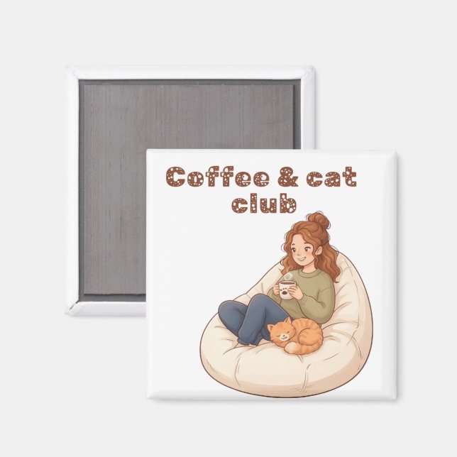 Imã Cute design do Café & Clube do Gato  (Front/Back)