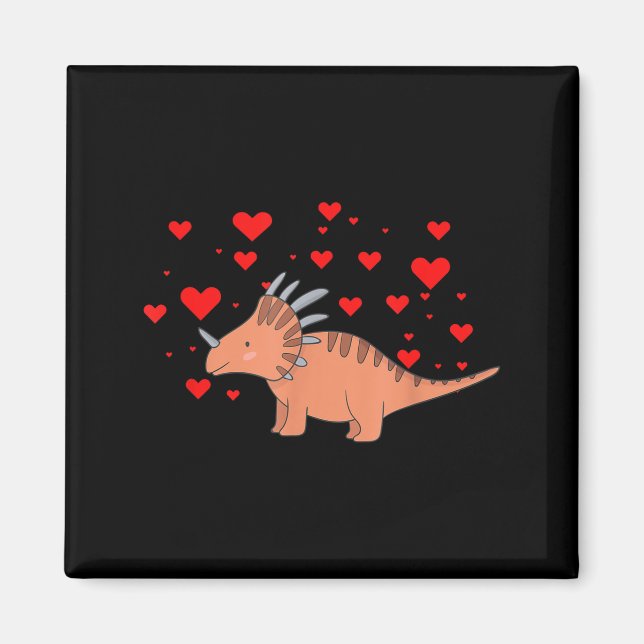 Imã Cute Dinosaur Shirt For Valentines Day _ Tricerato (Frente)