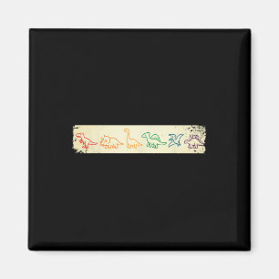 Imã Cute Diversão Arco-íris Dinossauro Arte Linha Colo