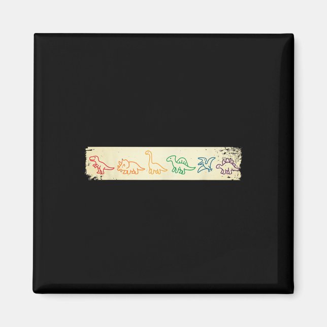 Imã Cute Diversão Arco-íris Dinossauro Arte Linha Colo (Frente)