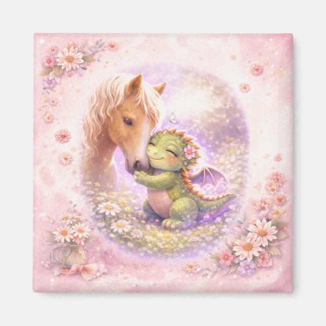 Imã Cute Dragon & Horse Friendship Magnet (Frente)
