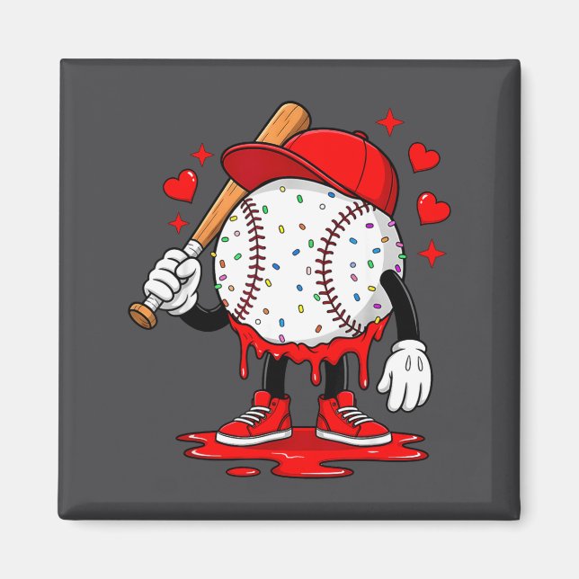 Imã Cute Dripng Baseball Lover Valentines Day Boys Kid (Frente)