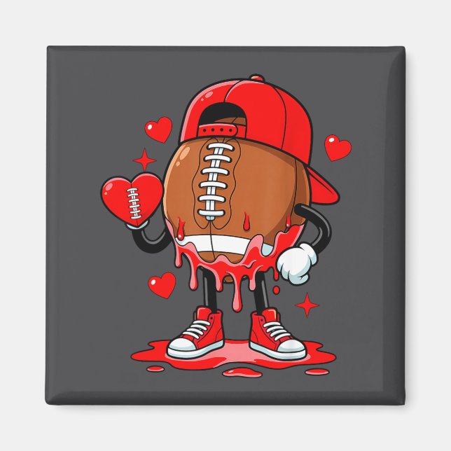 Imã Cute Dripng Football Lover Heart Valentines Day Bo (Frente)