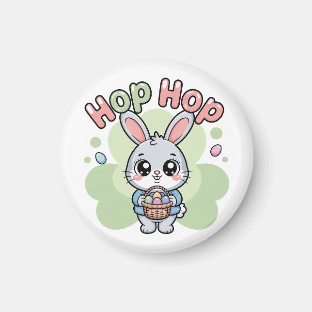 Imã Cute Easter Hop Bunny Basket Artwork (Frente)