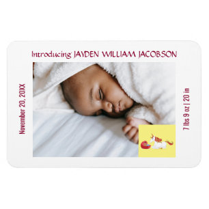 Ímã Cute Elegant New Baby Unicorn Birth Announcement
