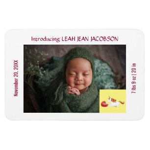 Ímã Cute Elegant New Baby Unicorn Birth Announcement