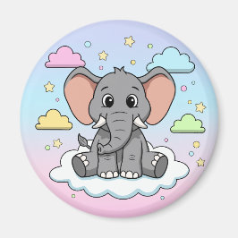 Imã Cute Elephant on Cloud - I'm Ele-Fun-t Pun