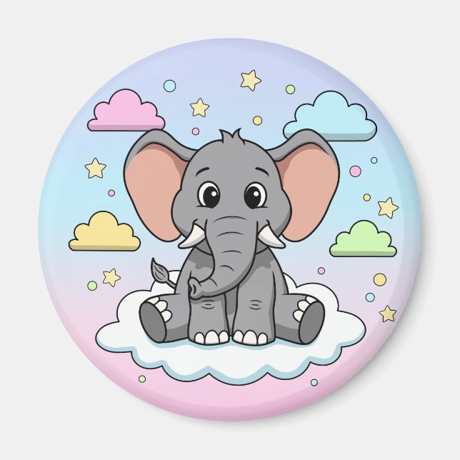 Imã Cute Elephant on Cloud - I'm Ele-Fun-t Pun (Frente)
