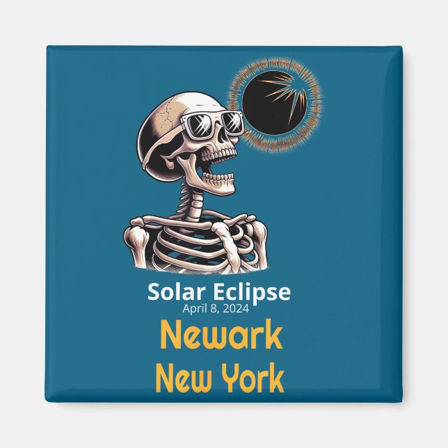 Imã Cute Esqueleto Eclipse Solar Newarknew York (Frente)
