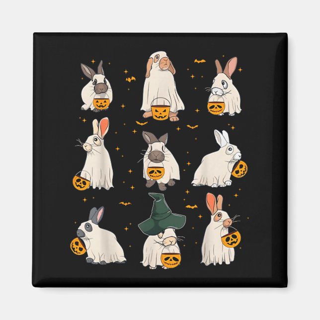 Imã Cute Fall Bunny Ghost Costume Rabbit Lover Soky Se (Frente)