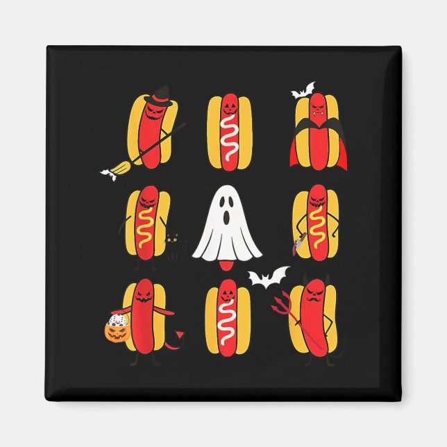 Imã Cute Fantasmas de Cachorro-Quente de Halloween Eng (Frente)