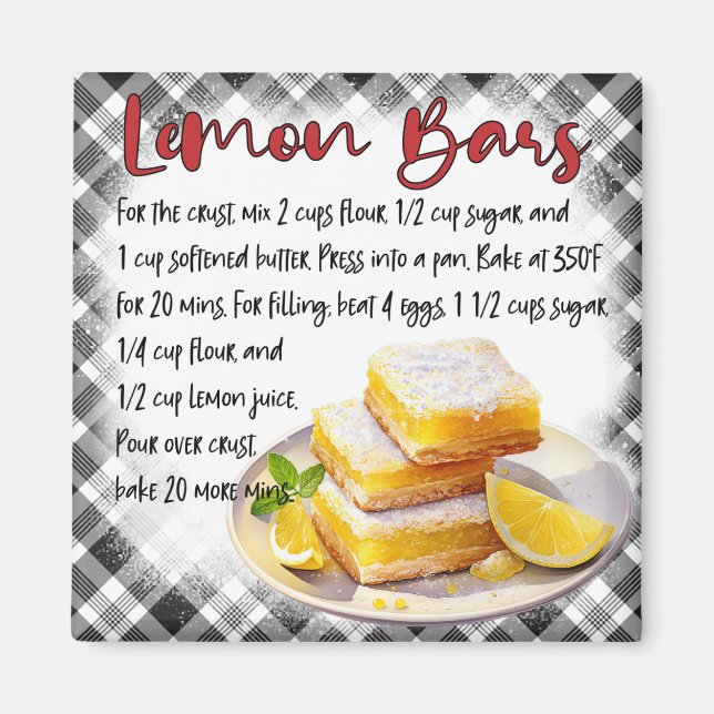 Imã Cute Farmhouse Homemade Lemon Bars Baking Recipe (Frente)