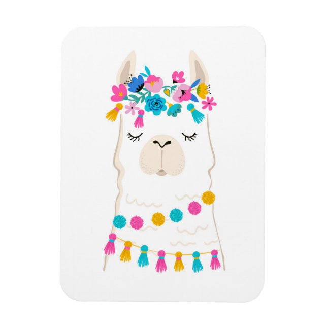 Ímã Cute Floral Llama (Vertical)