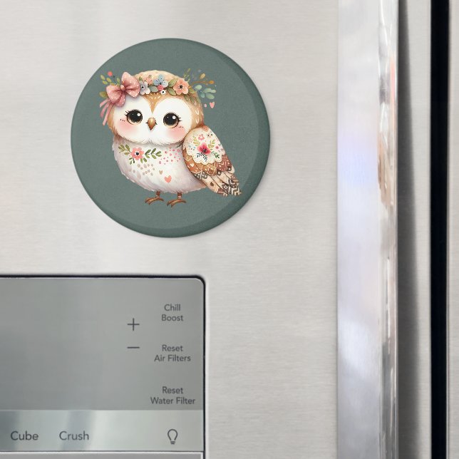 Imã Cute Floral Owl with Bow (In Situ (Fridge))