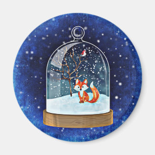Imã Cute fox inside a snow globe