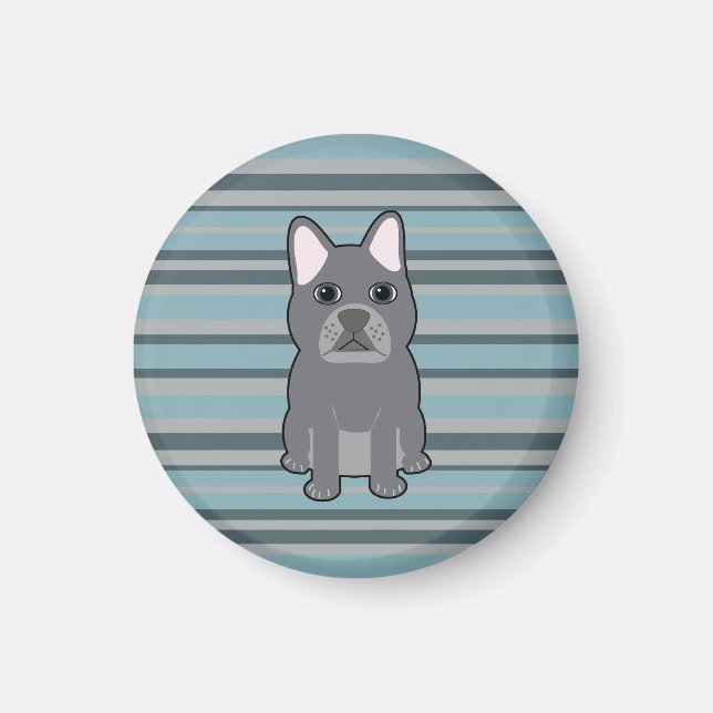 Imã Cute French Bulldog Blue Striped (Frente)
