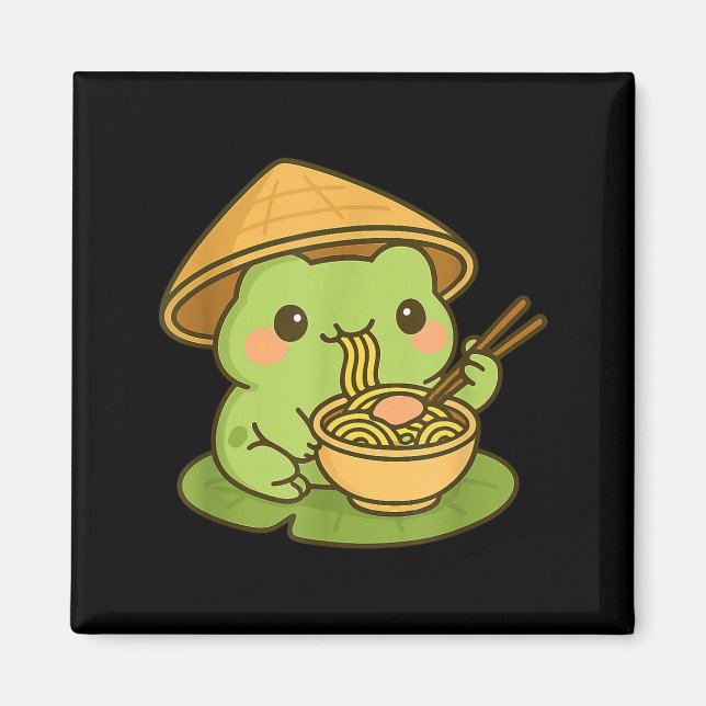 Imã Cute Frog Eating Ramen Anime Japanese Men Women Ki (Frente)